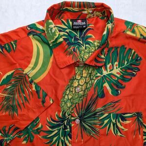 South Pole Mens Hawaiian Button Down‎ Shirt - Medium Pineapple Banana Tropical